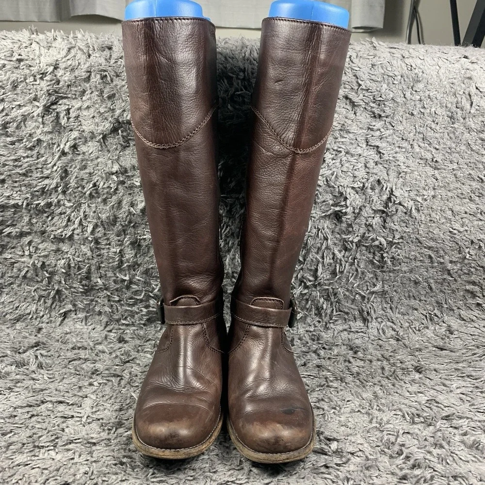 Frye #76844 Phillip Riding Knee High Brown Leather Pull On Womens Boots Size 6